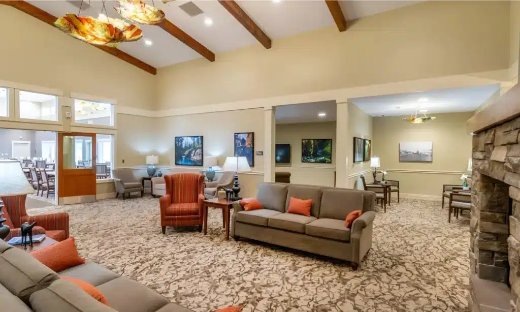 Spacious lounge area with cozy seating