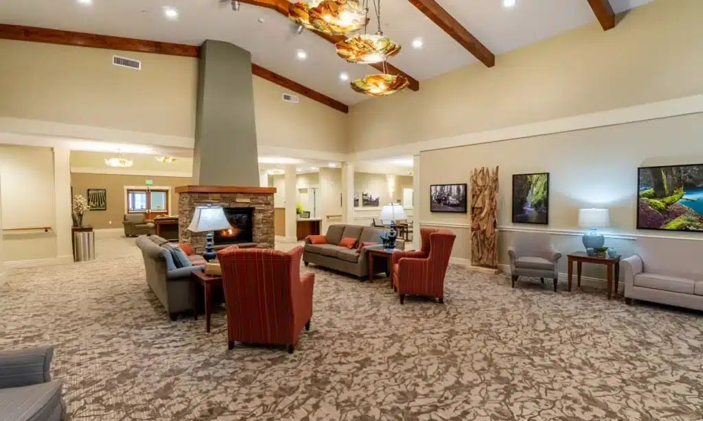 Spacious lounge area with cozy seating