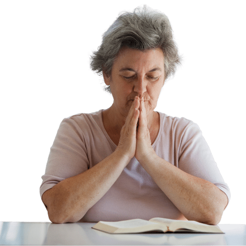 senior praying in silence