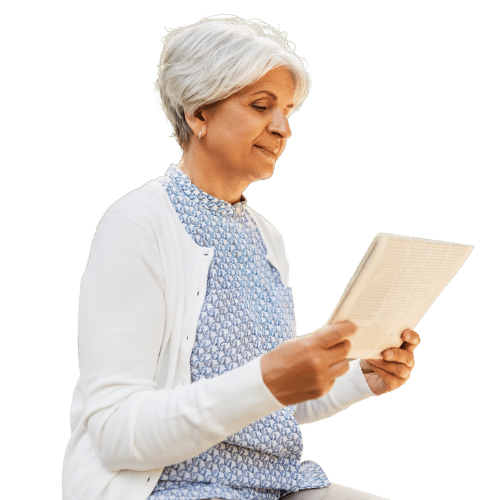 senior reading a newspaper